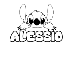 Coloring page first name ALESSIO - Stitch background