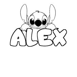 Coloring page first name ALEX - Stitch background