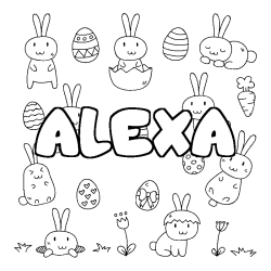Coloring page first name ALEXA - Easter background