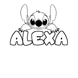 Coloring page first name ALEXA - Stitch background