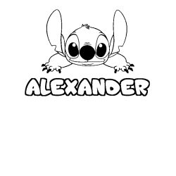 Coloring page first name ALEXANDER - Stitch background