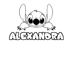Coloring page first name ALEXANDRA - Stitch background