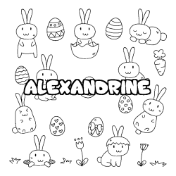 Coloring page first name ALEXANDRINE - Easter background