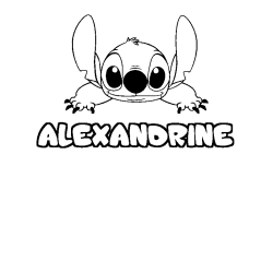 Coloring page first name ALEXANDRINE - Stitch background