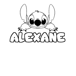 Coloring page first name ALEXANE - Stitch background