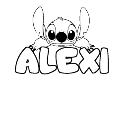 Coloring page first name ALEXI - Stitch background
