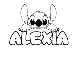 Coloring page first name ALEXIA - Stitch background