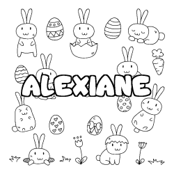 Coloring page first name ALEXIANE - Easter background