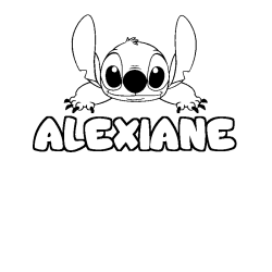 Coloring page first name ALEXIANE - Stitch background