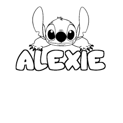 Coloring page first name ALEXIE - Stitch background