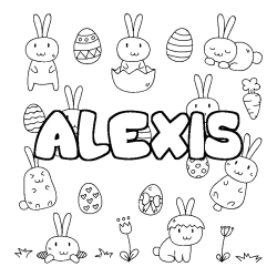 Coloring page first name ALEXIS - Easter background