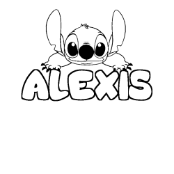 Coloring page first name ALEXIS - Stitch background