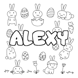 Coloring page first name ALEXY - Easter background
