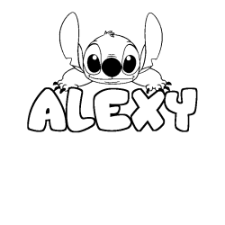 Coloring page first name ALEXY - Stitch background