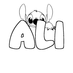 Coloring page first name ALI - Stitch background