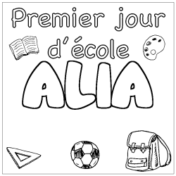 Coloring page first name ALIA - School First day background
