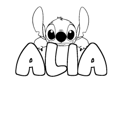 Coloring page first name ALIA - Stitch background