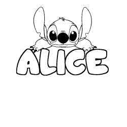 Coloring page first name ALICE - Stitch background