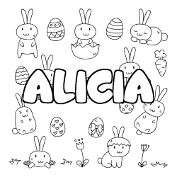Coloring page first name ALICIA - Easter background