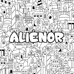 Coloring page first name ALIÉNOR - City background
