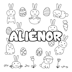 Coloring page first name ALIÉNOR - Easter background