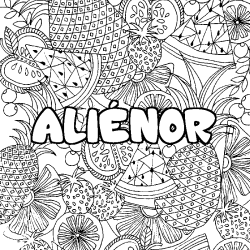 Coloring page first name ALIÉNOR - Fruits mandala background
