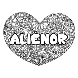 Coloring page first name ALIÉNOR - Heart mandala background