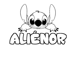 Coloring page first name ALIÉNOR - Stitch background