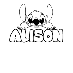 Coloring page first name ALISON - Stitch background