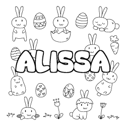 Coloring page first name ALISSA - Easter background