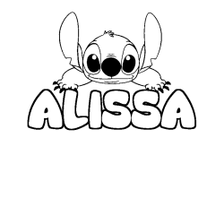 Coloring page first name ALISSA - Stitch background