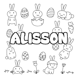 Coloring page first name ALISSON - Easter background