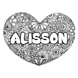 Coloring page first name ALISSON - Heart mandala background