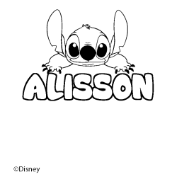 Coloring page first name ALISSON - Stitch background