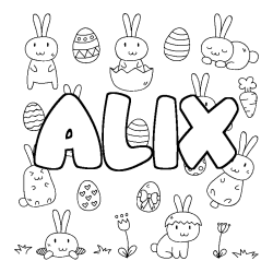 Coloring page first name ALIX - Easter background