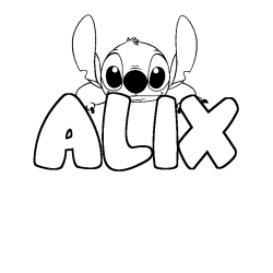Coloring page first name ALIX - Stitch background