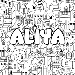 Coloring page first name ALIYA - City background