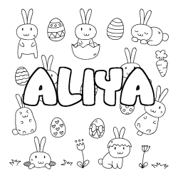 Coloring page first name ALIYA - Easter background
