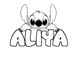 Coloring page first name ALIYA - Stitch background