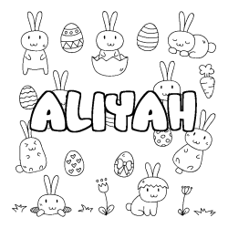 Coloring page first name ALIYAH - Easter background