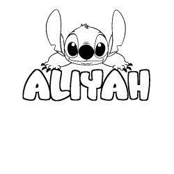 Coloring page first name ALIYAH - Stitch background