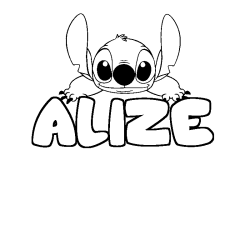 Coloring page first name ALIZE - Stitch background