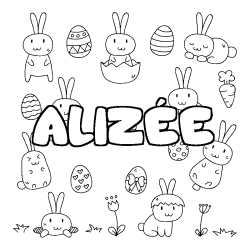 Coloring page first name ALIZÉE - Easter background