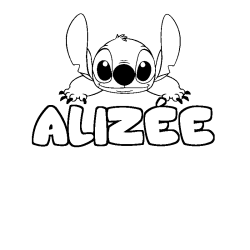 Coloring page first name ALIZÉE - Stitch background