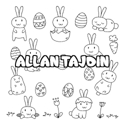 Coloring page first name ALLAN TAJDIN - Easter background