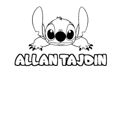 Coloring page first name ALLAN TAJDIN - Stitch background