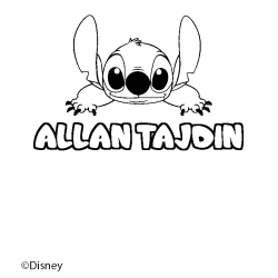 Coloring page first name ALLAN TAJDIN - Stitch background