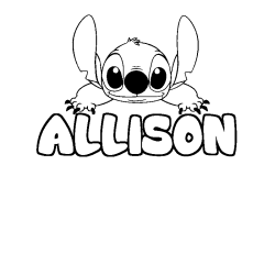 Coloring page first name ALLISON - Stitch background