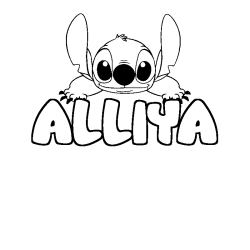 Coloring page first name ALLIYA - Stitch background