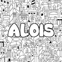 Coloring page first name ALOIS - City background